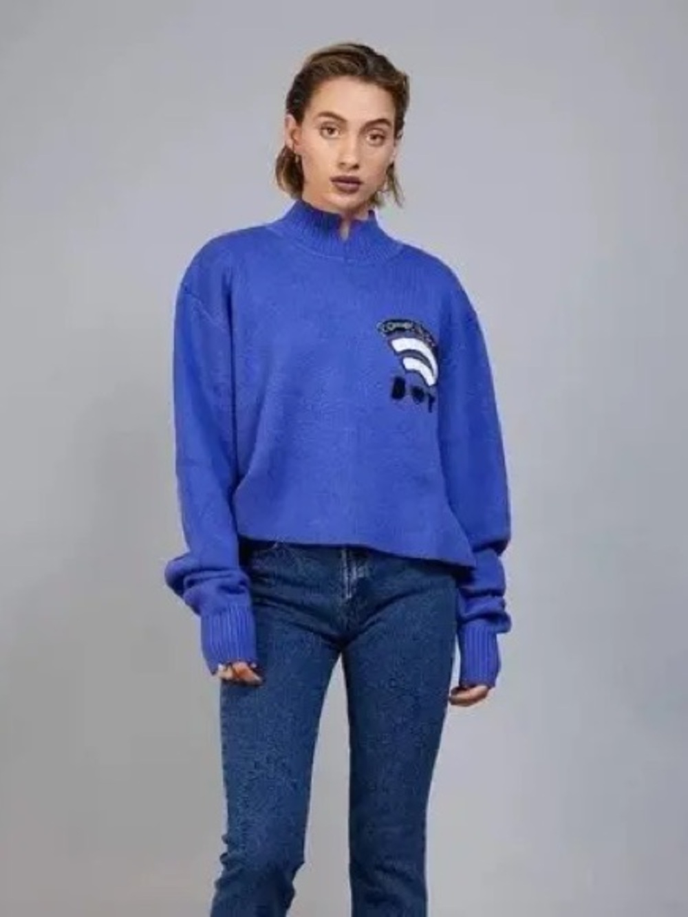 Boy London Boxy Purple Connected Since 1976 Sweatshirt Wool Blend Size XS